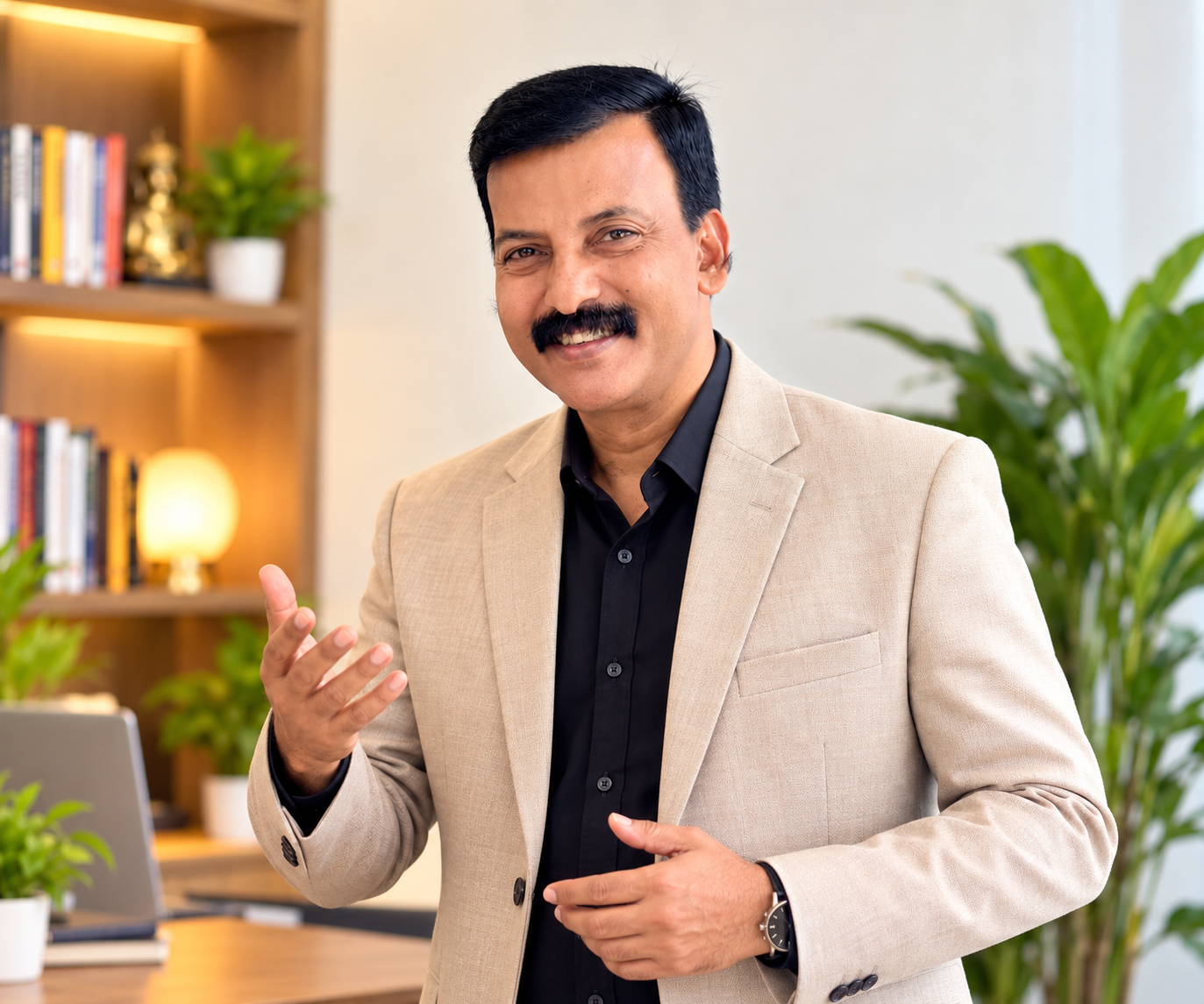 Shabu Joseph in a beige jacket